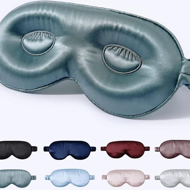 ZIMASILK Adjustable 100% Mulberry Silk Sleep Mask, 3D Contoured Cup Eye Mask for Sleeping, Super Soft Breathable Blindfold, Perfect Blocks Light for Sleeping. (Blue Haze)