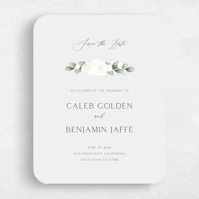 Grey Rounded Wedding Save the Date - Aldeney Portrait