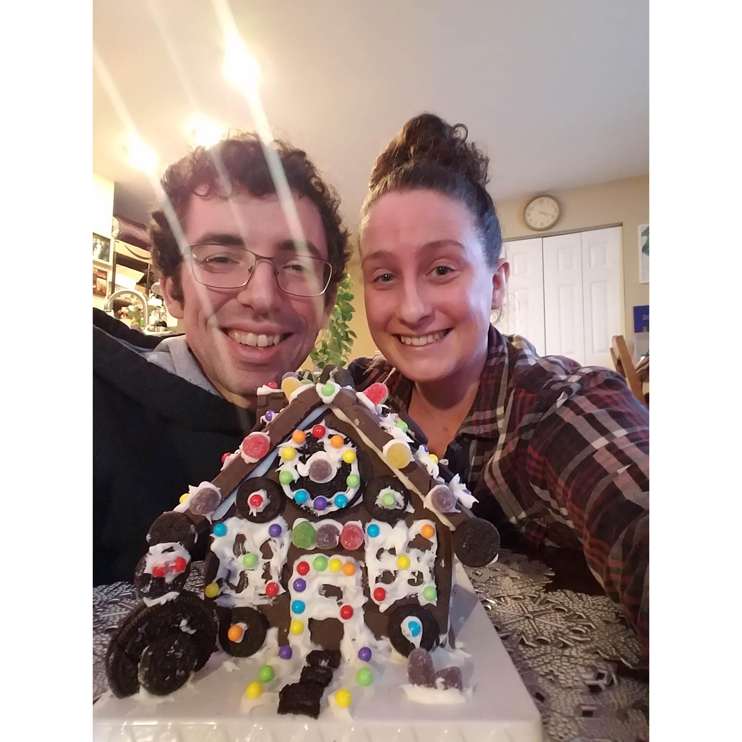 December 2020 - Building their first Gingerbread House together