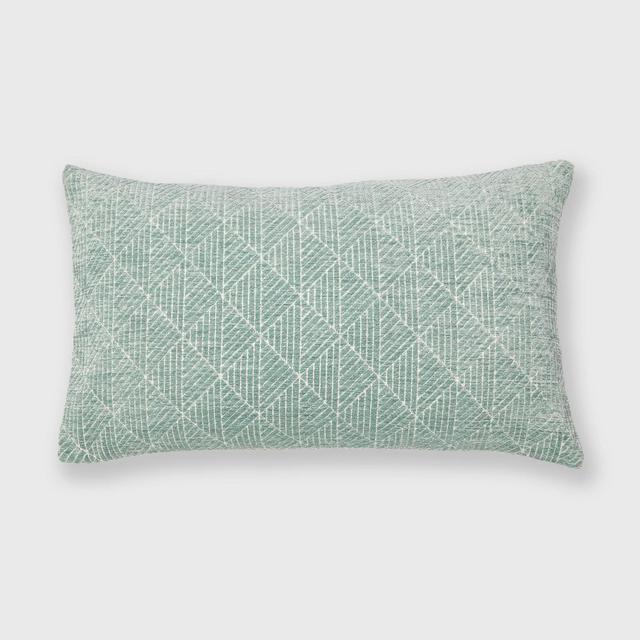 14"x24" Geometric Chenille Woven Jacquard Reversible Throw Pillow Surf Blue - freshmint