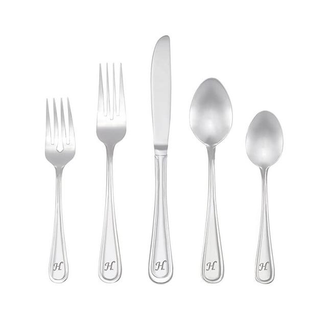 RiverRidge 10-206 Marina 46 Piece Monogrammed Flatware Set, Letter H, No size, Silver