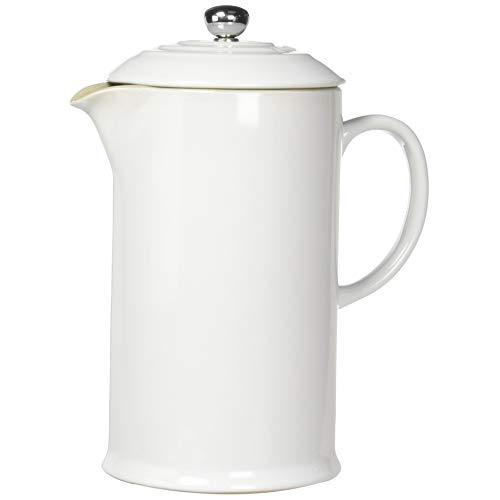 Le Creuset PG8200-1016 Stoneware French Press Coffee Maker, 27 oz, White
