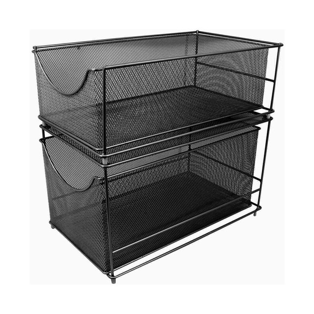 Sorbus 2-Tier Sliding Mesh Basket Drawers - Ideal for Countertop, Cabinet, Pantry, Under the Sink, Desktop and More