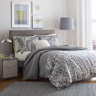 City Scene Branches King Duvet Cover in Grey