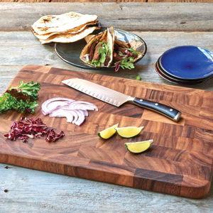 Ironwood Gourmet Large End Grain Prep Station Acacia Wood Cutting Board, 14 x 20-Inch, Brown