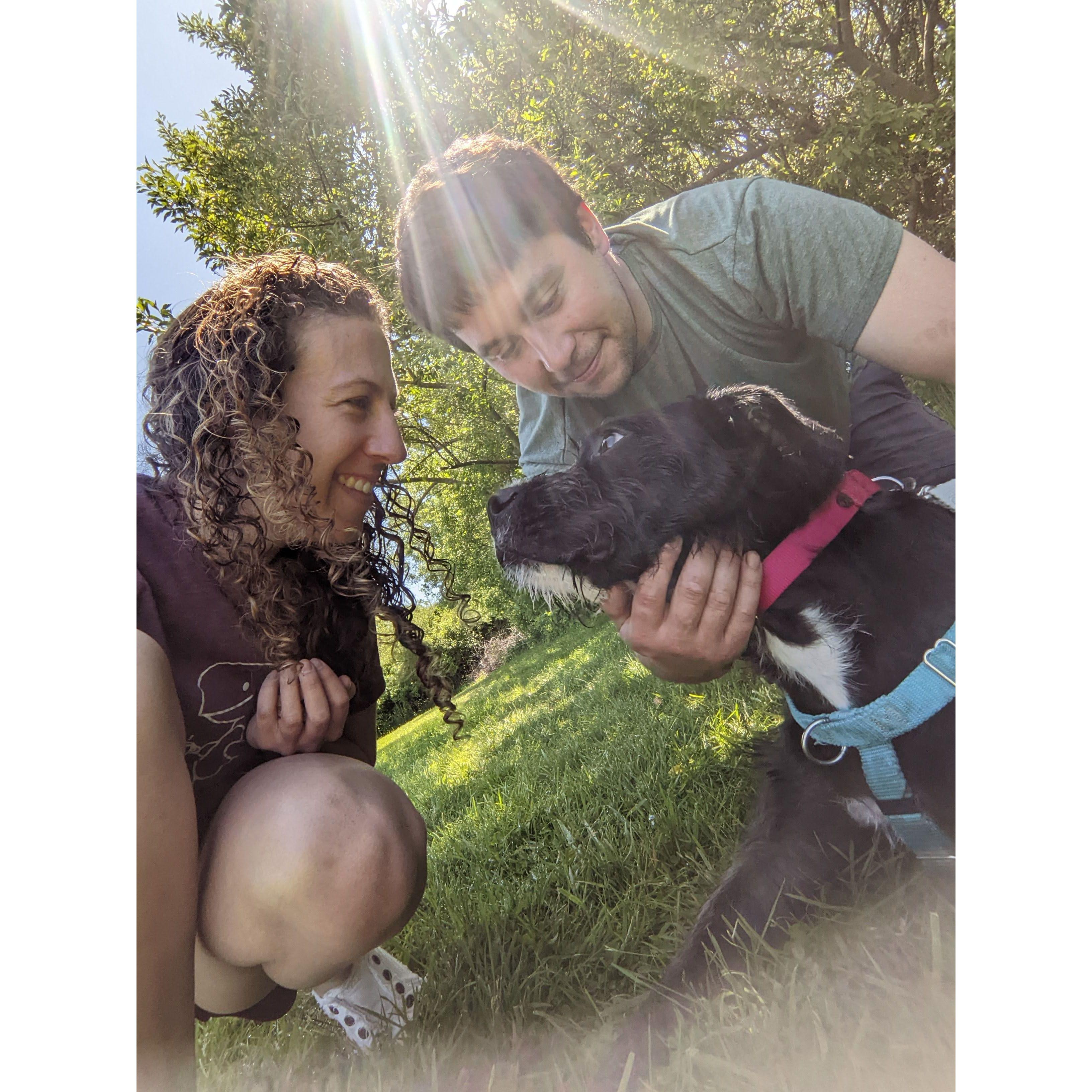 The first day we met Derby! 
🐾
We went back and adopted him the very next day after Jon promised him we would :) May 2023