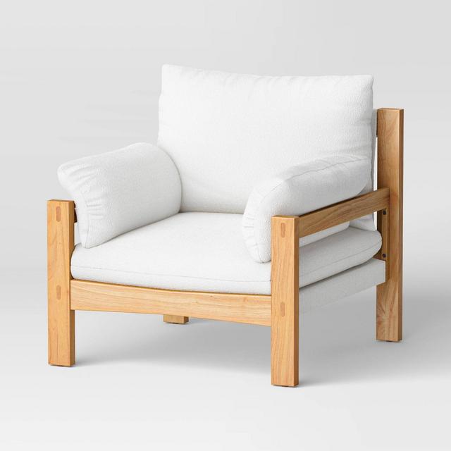 Canyon Slouchy Arm Rustic Wood Accent Chair Cream - Threshold™