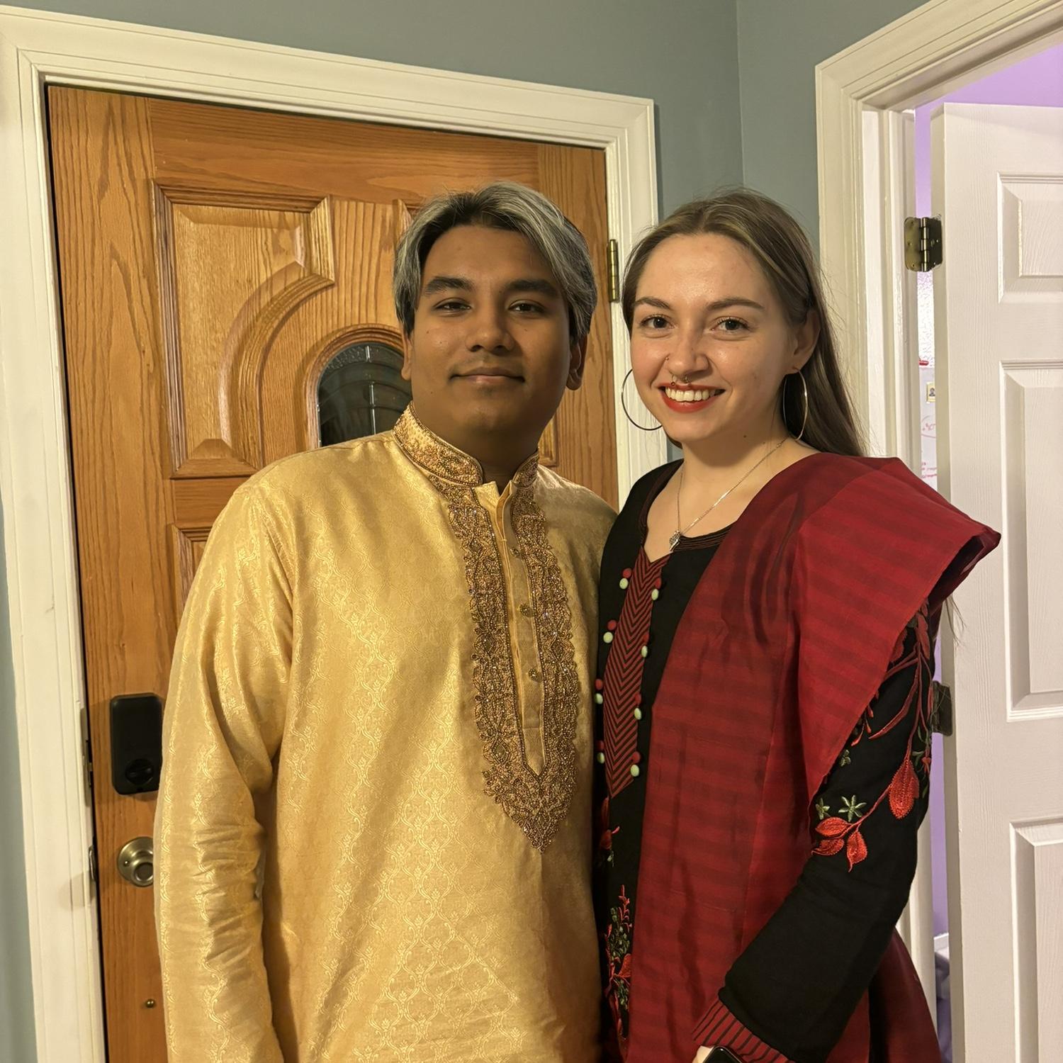 01/07/2024 - After Mouli's Wedding. Saadat hates how he looks but had to include it because of how beautiful he thinks Anastasia is in it. It's his lock screen photo (with Saadat cropped out)