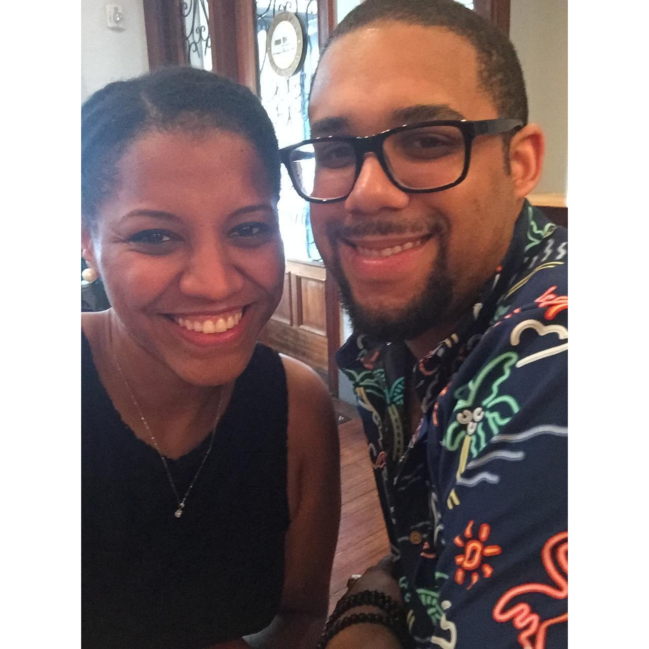 The handsome couple having fun times in Savannah, GA