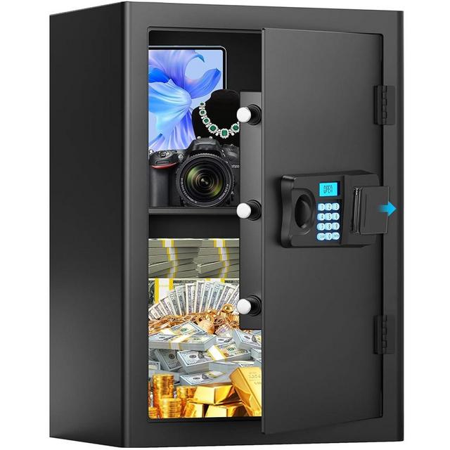 3.0 Cub Large Home Safe Fireproof Waterproof, Digital Fire proof Safe Box with Spare Key, Combination Lock and Alarm Systerm, Fire Safes for Home Documents Money Valuables