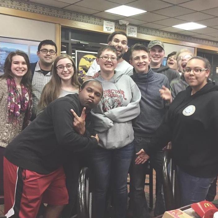 This picture is with some of our youth group students and leaders. We both liked each other at this time, but were not yet in a relationship.