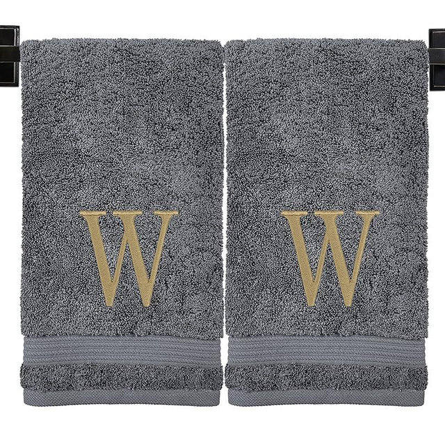 Monogrammed Hand Towels - Set of 2 - Genuine Turkish Hand Towels - Choose Any Letter - Choose Towel and Thread Color - Embroidered Modern Monogram - Personalized Towels - Monogrammed Towels