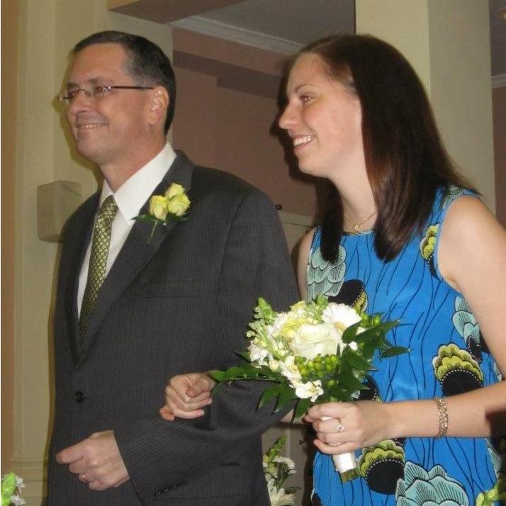Bailey and her dad at Andrew and Mary's wedding