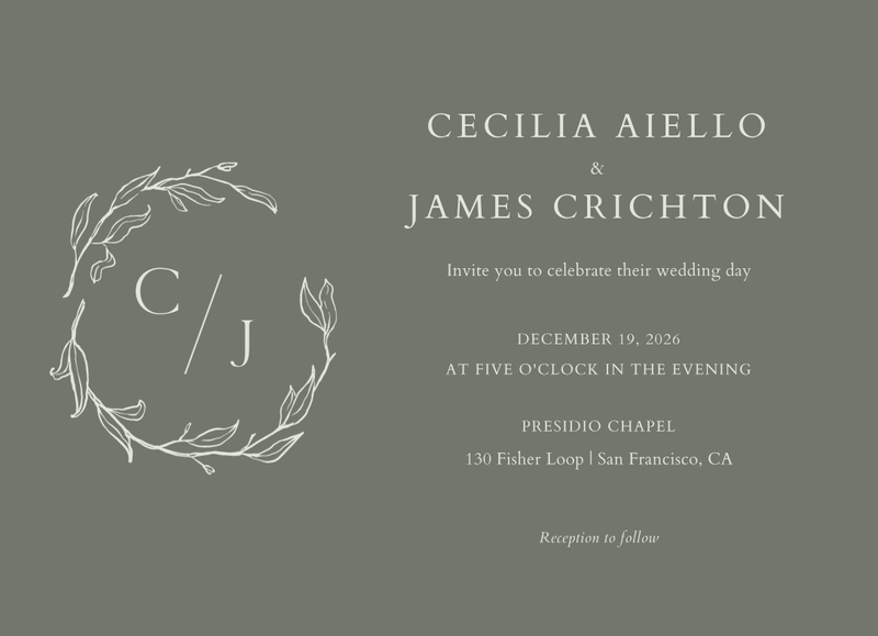 Everhart Landscape | Dark Sage | Zola Wedding Invitations
