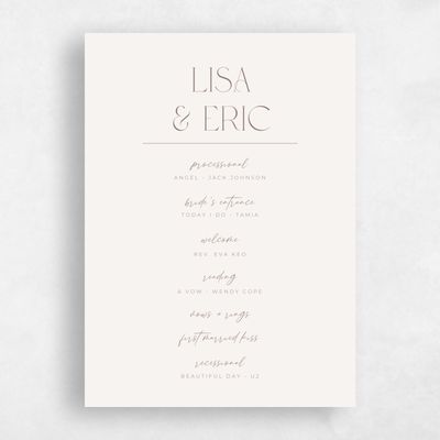 Beige Simple Wedding Program - Papyrus