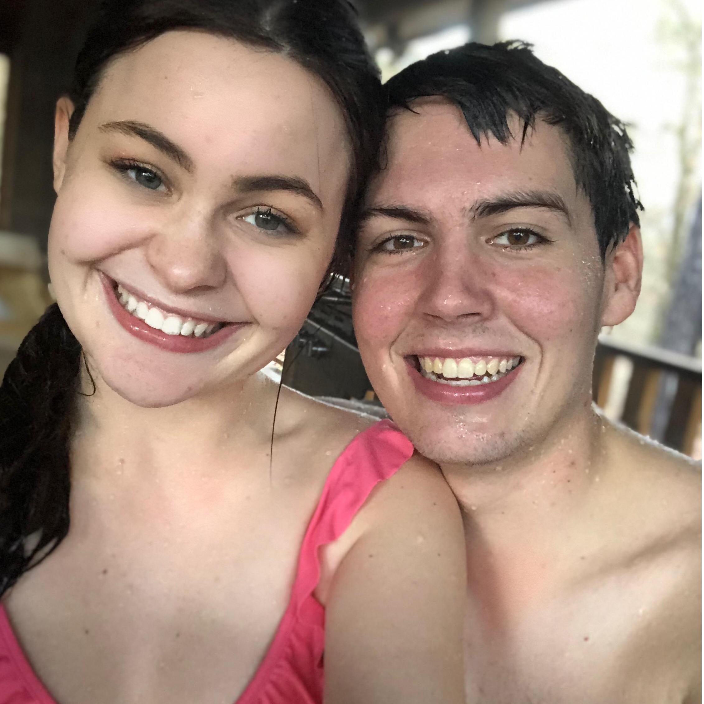 The hot tub in Broken Bow was one of the few occasions on that trip that Sydney did not slip on rocks. Mason laughed every time.