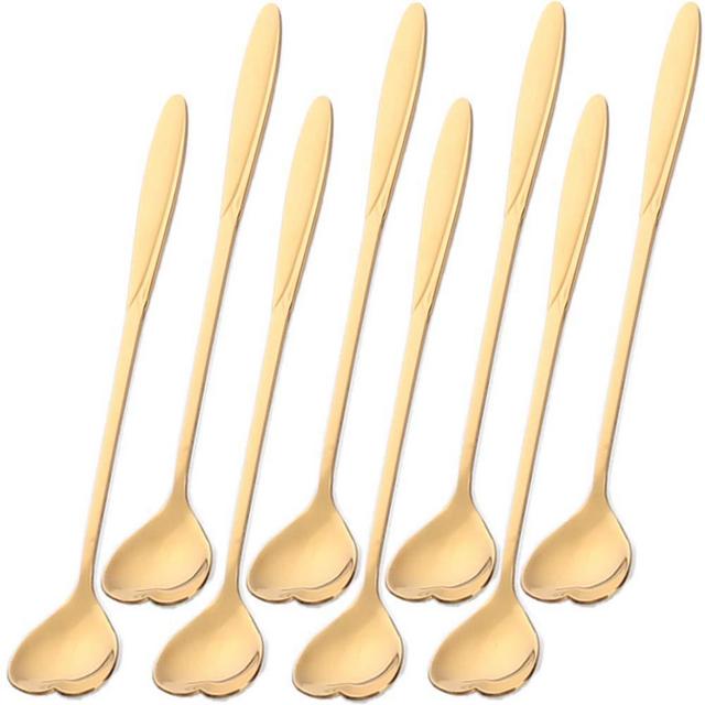 Falytemow 304 Stainless Steel Spoons for Coffee Tea Dessert Drink Mixing Milkshake Spoon Tableware Pack of 8 (8pcs Gold Heart Shape)