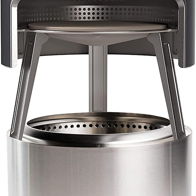 Solo Stove Bonfire Pi Fire | Pizza Oven Accessory for Bonfire Fire Pit, Incl. Carry Case & Cordierite Pizza Stone, Wood Burning Assembly, Stainless Steel, (H x Dia): 16.9 x 19.3 in, 19.6 lbs