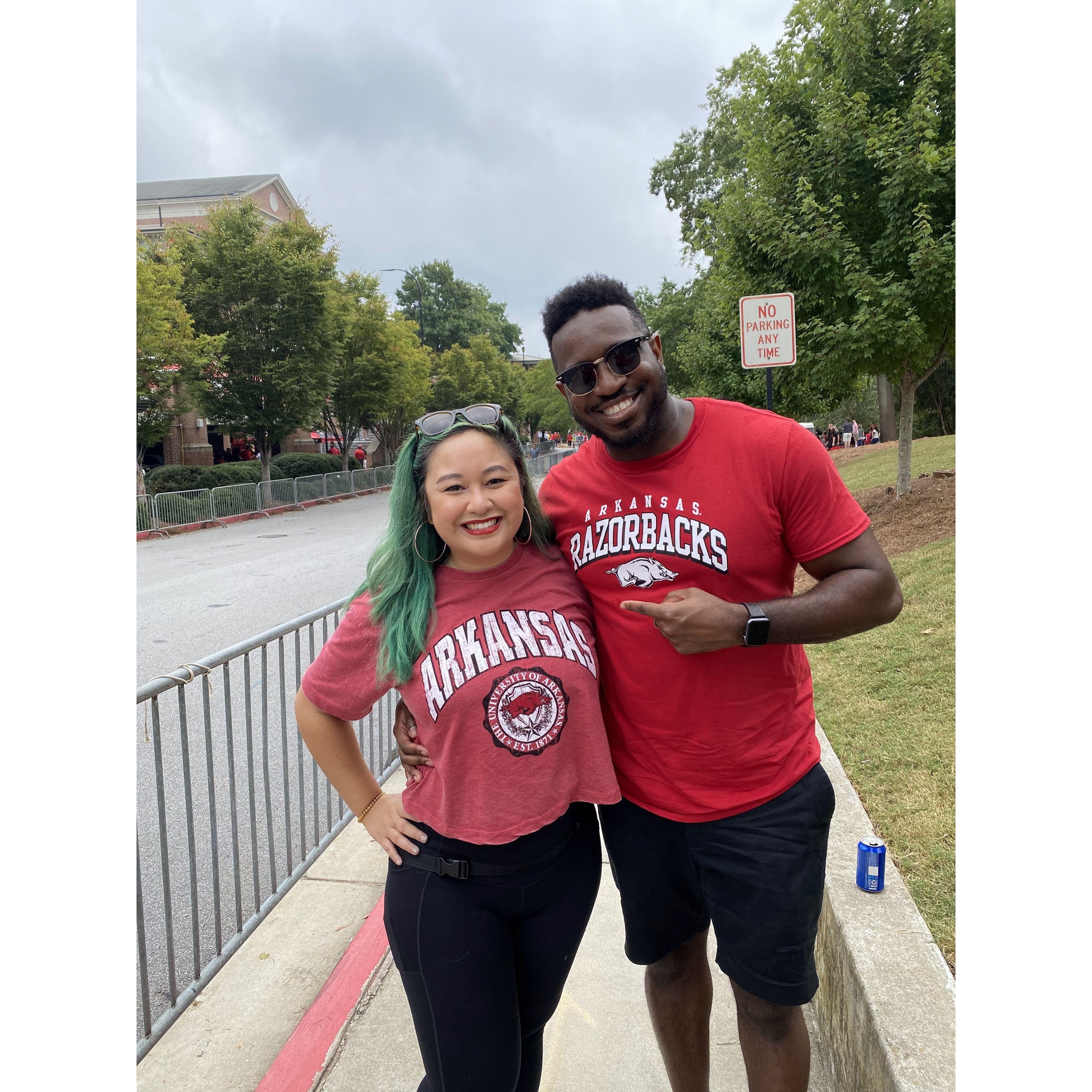 2021: Lamar's first Arkansas Razorback game. His first Arkansas loss....Meg's 100+ th. Got to hang with Nicole and Chris!