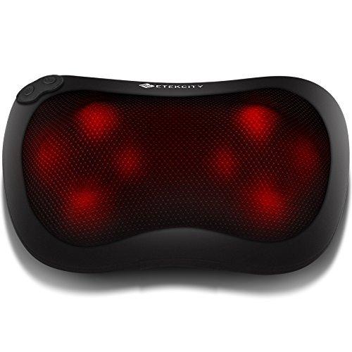Zyllion ZMA13BK Shiatsu Pillow Massager with Heat for Car, Home, or Office (Black)