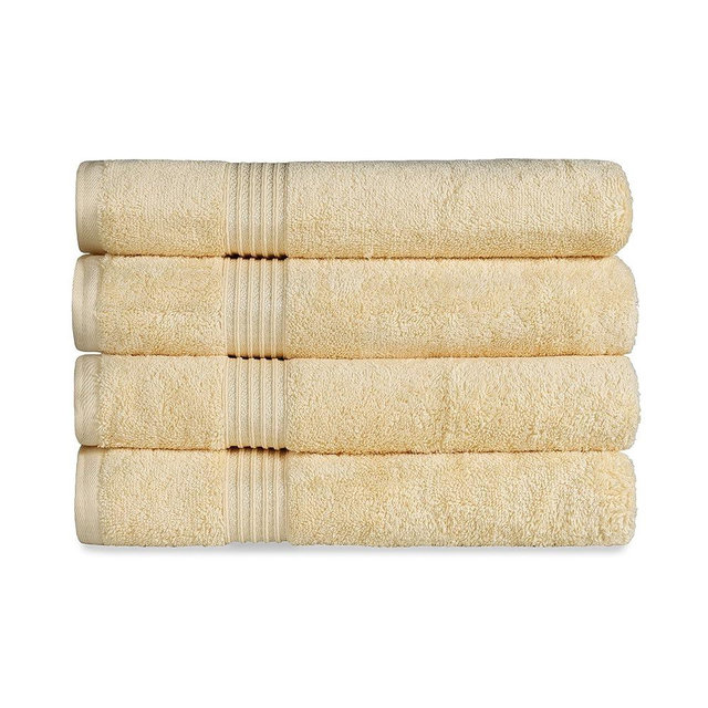 Superior Egyptian Cotton 4-Piece Bath Towel Set for Shower, Bath, Spa, Resort, Hotel, Soft Body Towels, Airbnb Essentials, Apartment, Dorm, Quick Dry, Absorbent, Bathroom Basics, Canary