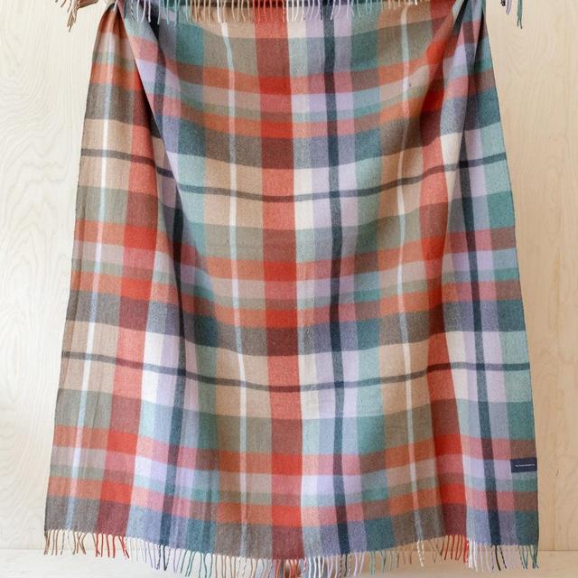Recycled Wool Blanket in Cinnamon Patchwork Check