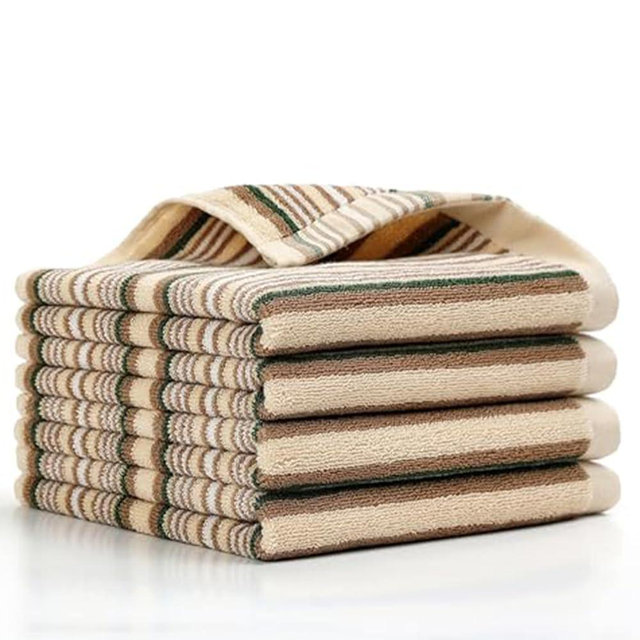 SALAS Kitchen Dish Towels for Drying Dishes, Large Cotton Kitchen Cloths Hand Towels, Stripped Terry Dish Cloths, Thick Highly Absorbent Towel Sets with Hanging Loop, 16" X 26"