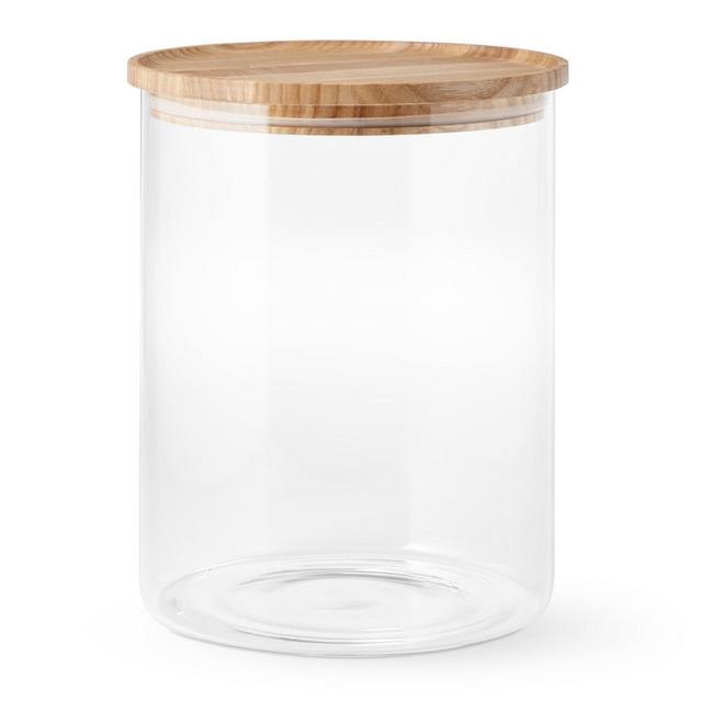 Stacking Glass Canisters, Ash Wood, Large