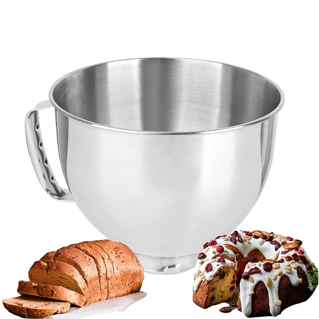 5 Quart Stainless Steel Stand Mixer Bowl for KitchenAid Stand Mixers, Compatible with All 4.5 & 5 QT Household KitchenAid Tilt-Head Models, KitchenAid Replacement Bowl (5 QT)