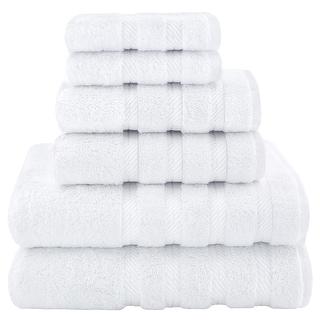 White - American Soft Linen 6 Piece Turkish Cotton Bath Towel Set