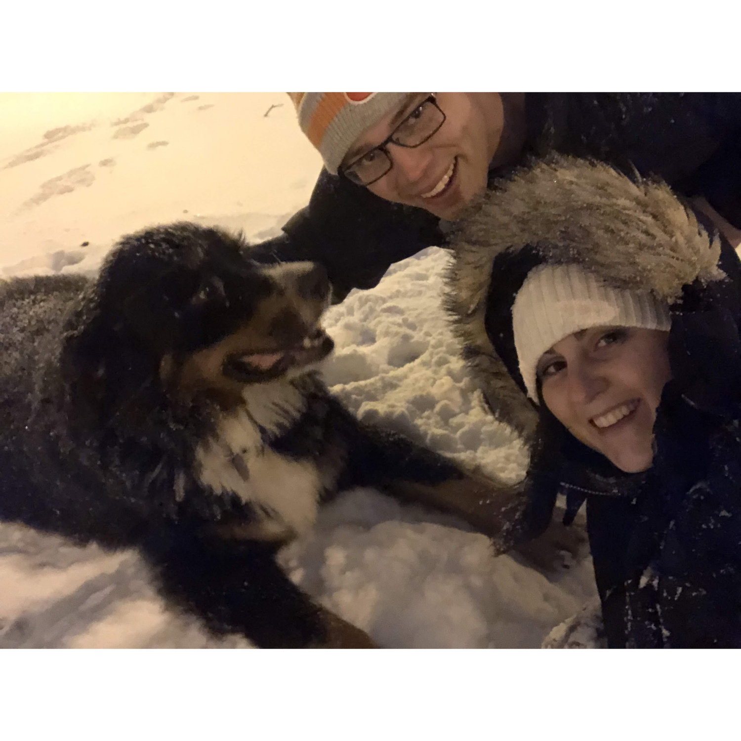 Playing in the snow on Logan Blvd after the Buddy Guy show