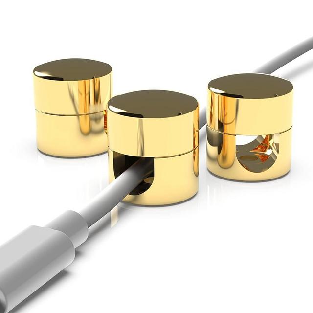 ICONIT Cable Anchors for Desk Organization Gold | Premium Aluminum Cord Organizers | Charger + Cable Management Clips for Home & Office | Stylish, Sturdy, & Functional | (3 Pack)