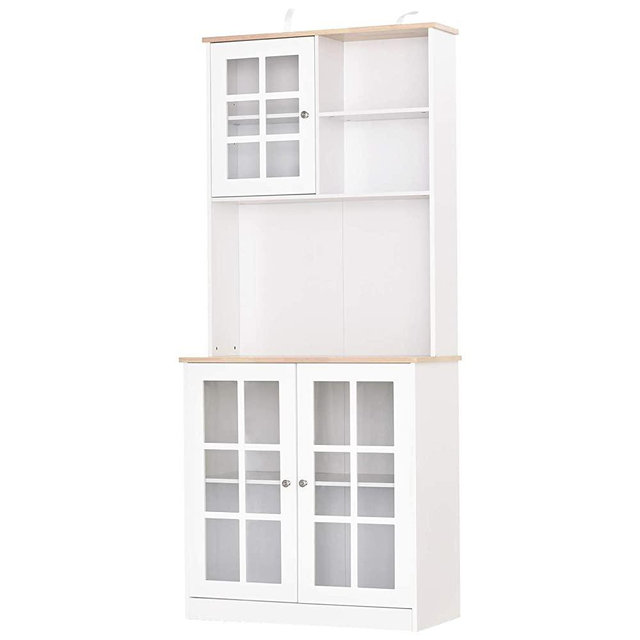HOMCOM 72" Modern Kitchen Solid Storage Kitchen Cabinet Pantry with Sleek Minimal Design & Ample Storage Space, White