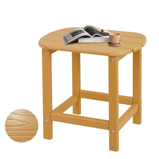Plawdlik Hdpe Outdoor Adirondack Side Table, Wooden Textured, Set for Patio, Garden, Porch, Pool Composite Patio, Backyard, Bathroom and Indoor, Maintenance & Weather Resistant(Teak)