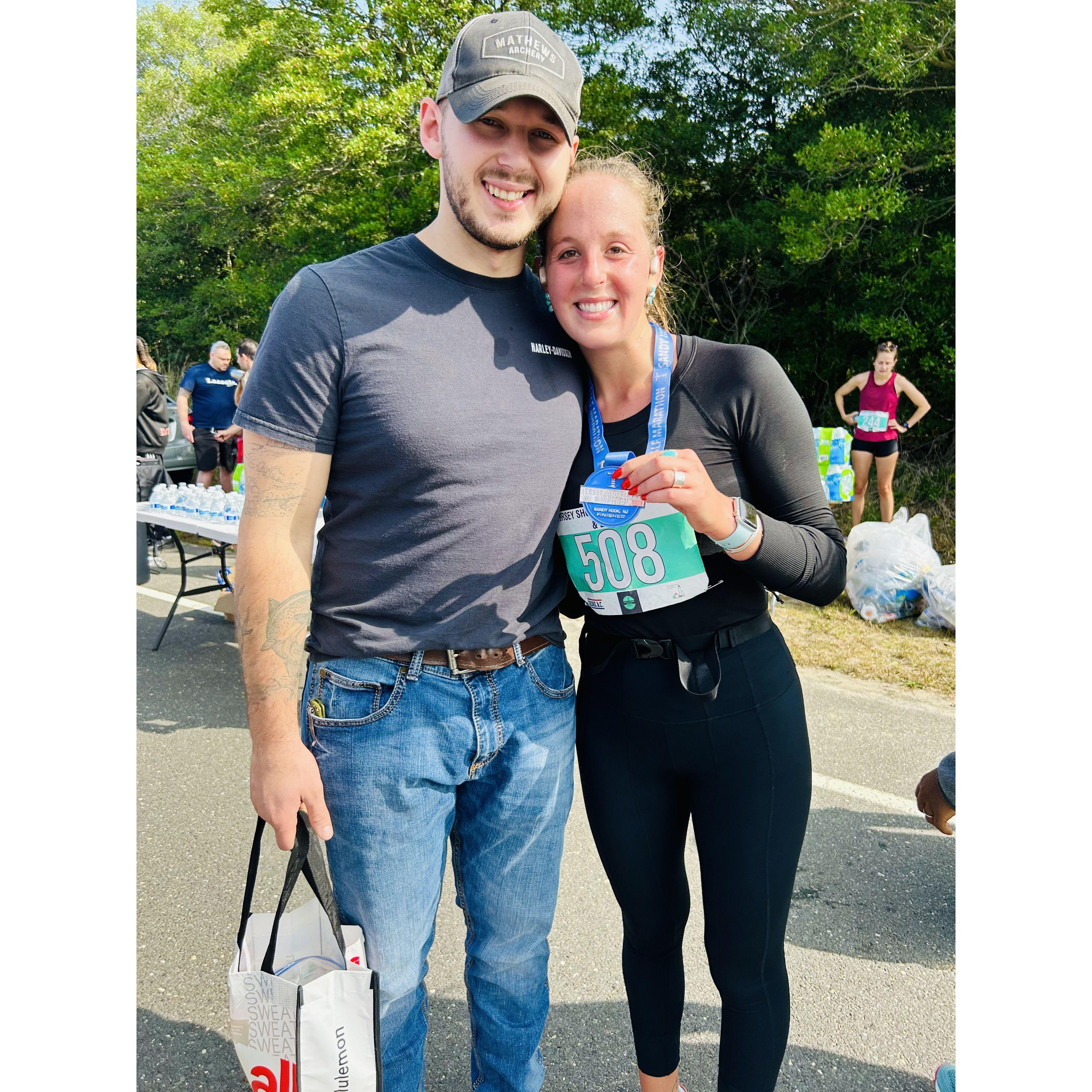 Shamus supporting Bianca at another one of her half marathons!