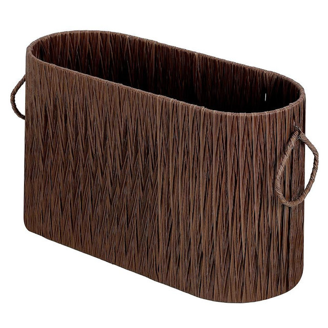 Graciadeco Wicker Toilet Paper Storage Holder, Narrow Woven Basket for Extra Paper Rolls, Waterproof Bathroom Toilet Organizer, Free Standing for 6 Mega Rolls, Brown