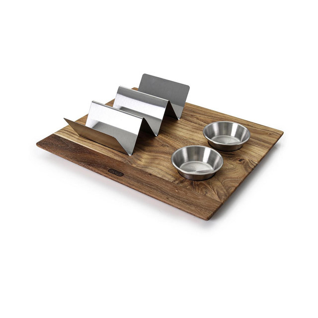 Dexas Acacia 12" x 10" Taco Board Set