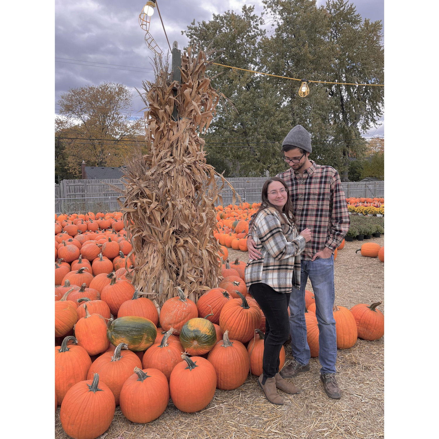 Picking pumpkins for our tradition of carving pumpkins with Isa