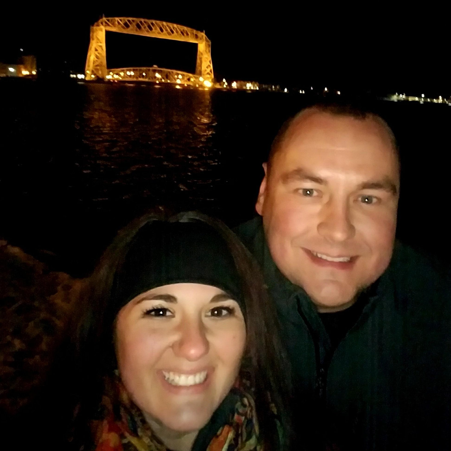 The Duluth bridge, the night of our engagement.