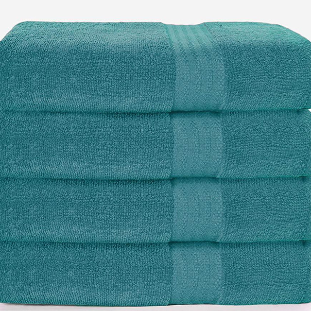 Glamburg Premium Cotton 4 Pack Bath Towel Set - 100% Pure Cotton - 4 Bath Towels 27x54 - Ideal for Everyday use - Ultra Soft & Highly Absorbent - Teal