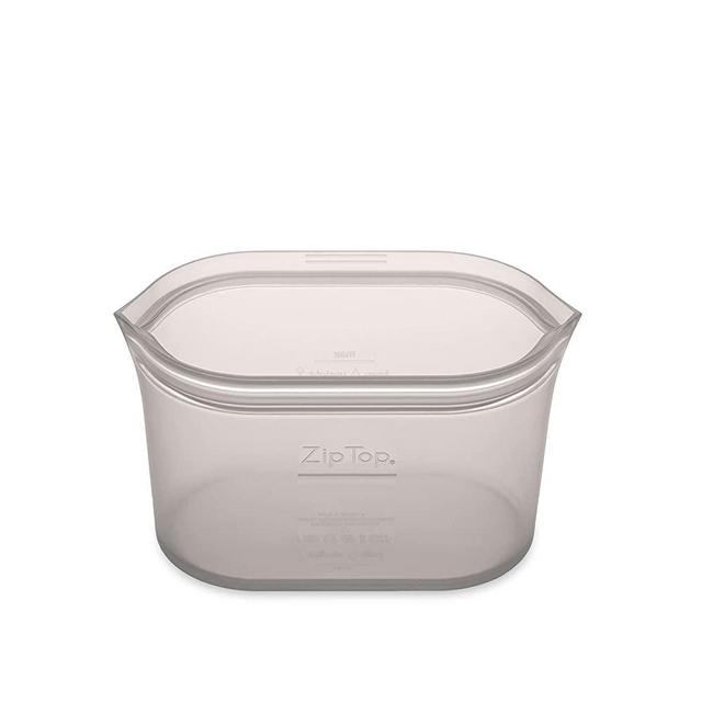 Zip Top Reusable 100% Platinum Silicone Container, Made in the USA - Small Dish - Gray
