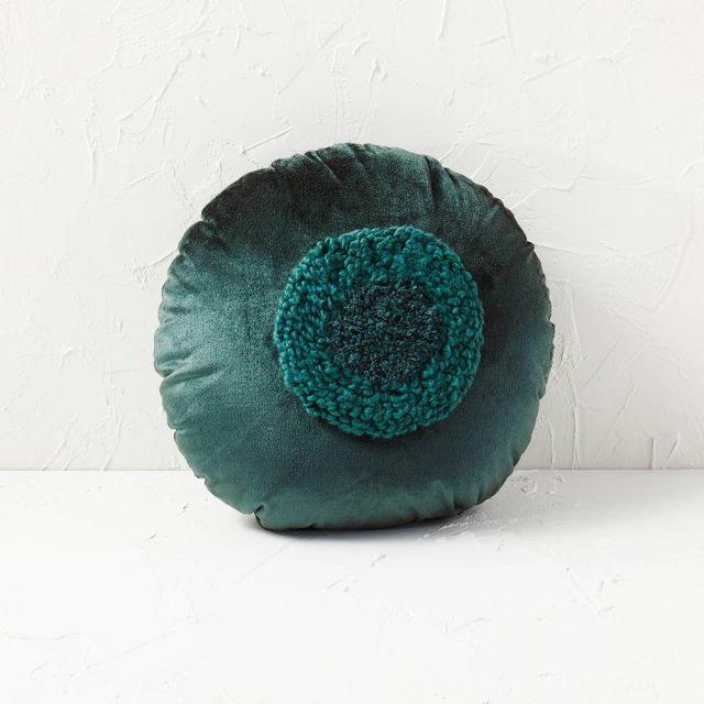 Tufted Center Velvet Round Throw Pillow - Opalhouse™ designed with Jungalow™