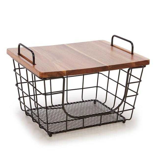 MikasaGourmet Basics by Mikasa Madam Stackable Basket with Wood Lid
