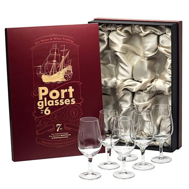 Port and Dessert Wine, Sherry, Cordial, Aperitif Tasting Glasses | Set of 6 Small Chrystal 7 oz Sippers | Mini Short Stem Nosing Taster Copitas | After Dinner Drink Glassware