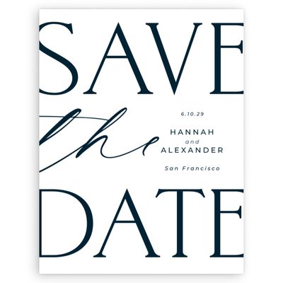 Darkest Teal, Blue Wedding Digital Save the Date - Josephine Classic