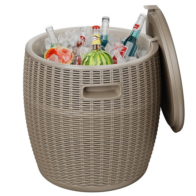 EasyUp Outdoor Cooler Side Table – 17 Inch Resin Ice Cooler Table for Wine, Champagne, and Beverages – Elegant Party, Wedding, and Home Cool Bar (16.73 x 16.73 x 17.32 Inches, 8.16 lbs) (Grey)