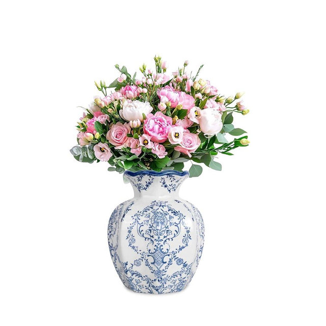 Juyuspesrk Chinoiserie Vase,6 inch Blue and White Vase,Vintage Ceramic Vases,Flower Vase for Centerpiece,Chinese Cute Vases for Living Room, Office,Home Decor (Blue White, Small)