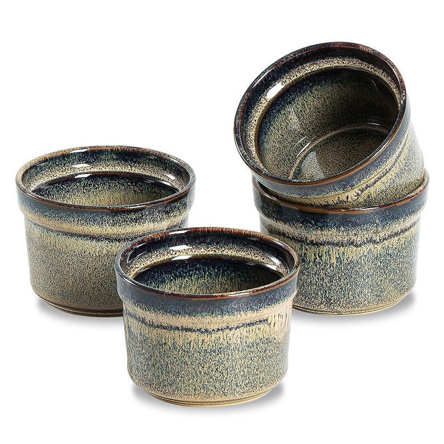 KYBSCZ Ceramic Ramekins 5.5 oz, Porcelain Ramekins set of 4, Oven Safe, Small Baking Ramekins for Creme Brulee Dishes
