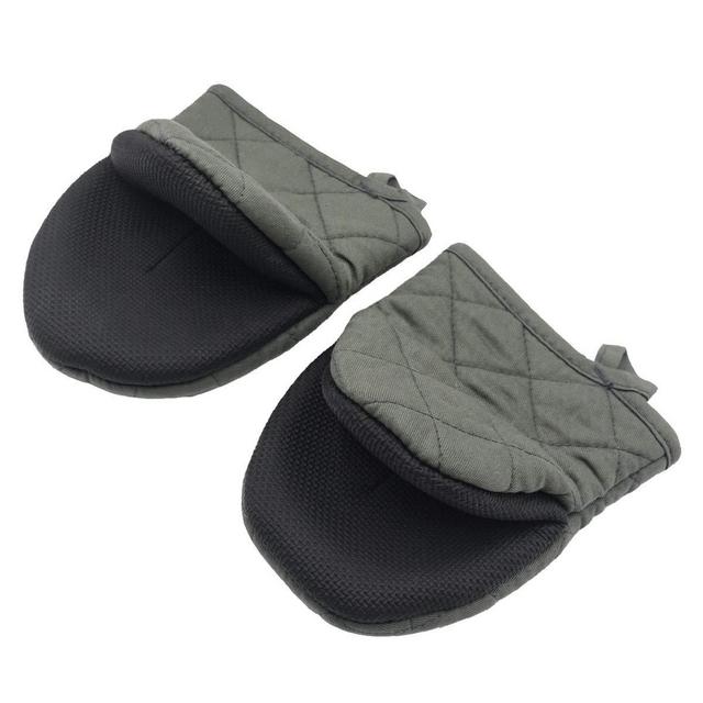 Neoprene Mini Oven Mitts, 2-Pack Heat Resistant Gloves Potholder to Protect Hands with Non-Slip Grip Surfaces and Hanging Loop for Handling Hot Pot Cookware/Bakeware