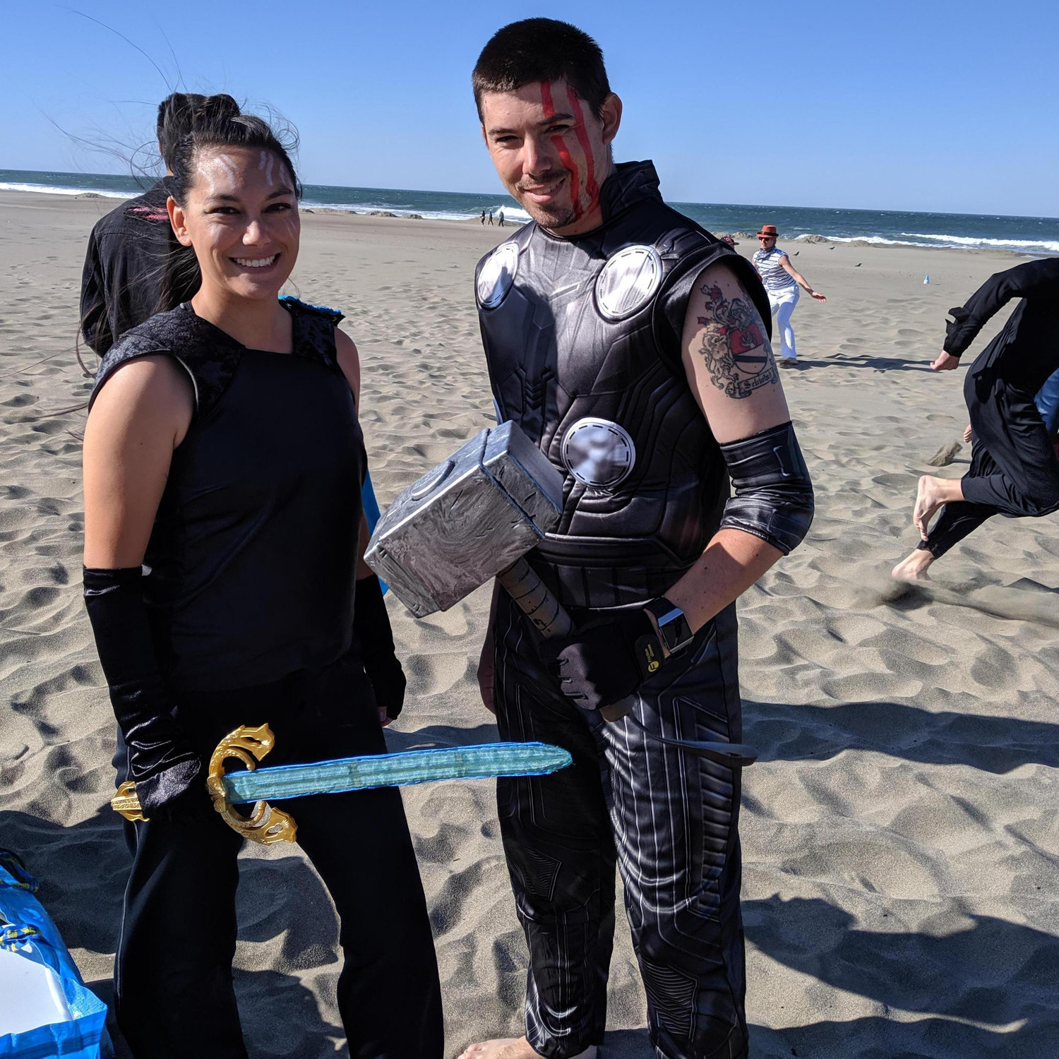 Start of the day at Halloween Huck (pre proposal). Costumes: Marvel's Thor and Valkyrie - October 2019